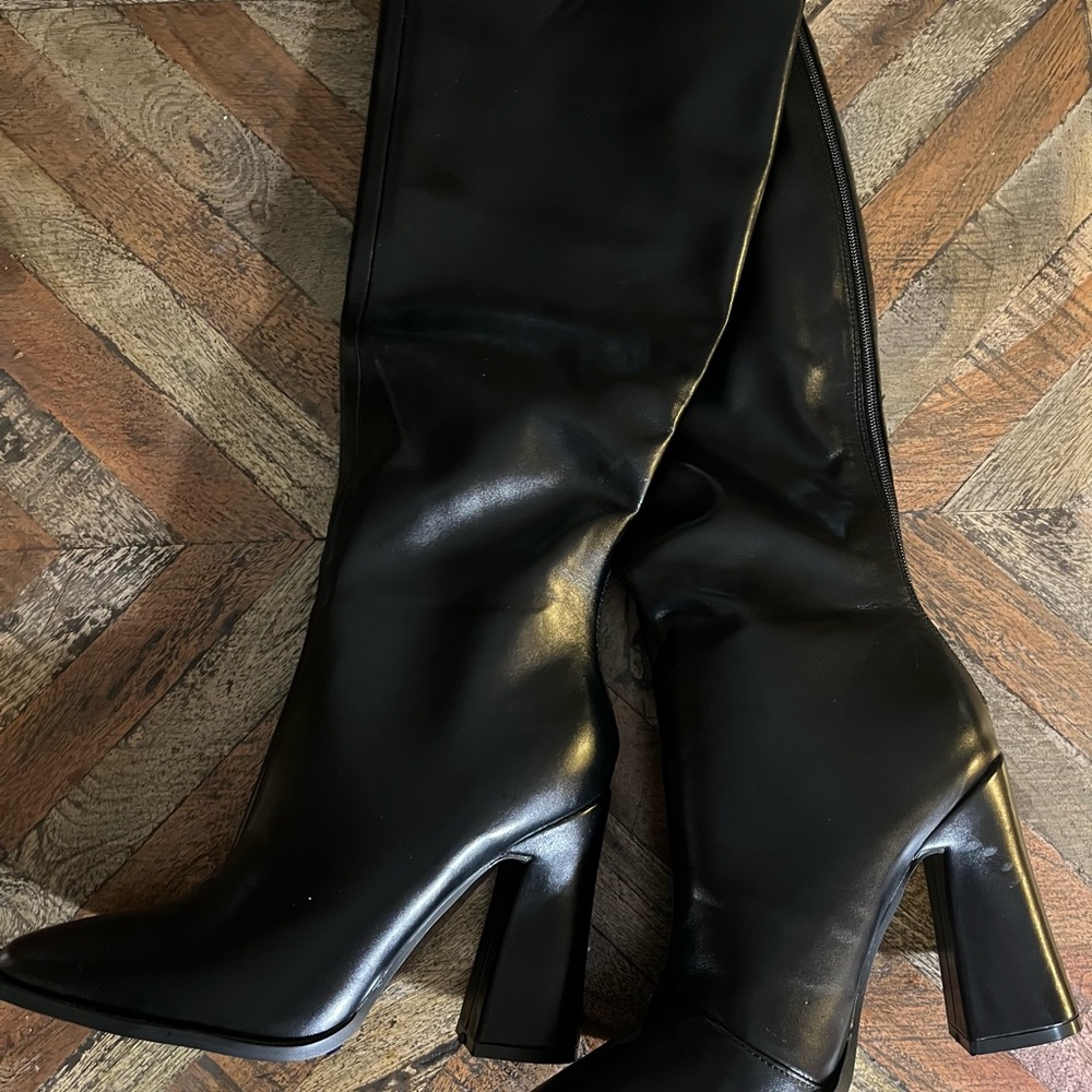 Princess Polly Black High Heel Knee Boots